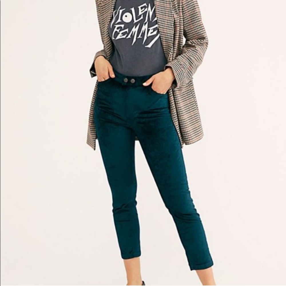 Free People Velvet Skinny Leg Jeans Neptune